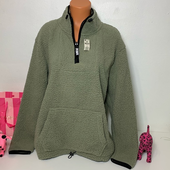 PINK Victoria's Secret Tops - 🚫SOLD🚫PINK VS SHERPA QUARTER ZIP PULLOVER